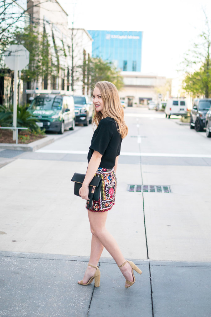 Embroidery has been such a hot spring trend. This skirt (under $30!) is such amazing quality, and the perfect fit. Embroidery perfect for a fun date night out, or spring day with your friends.
