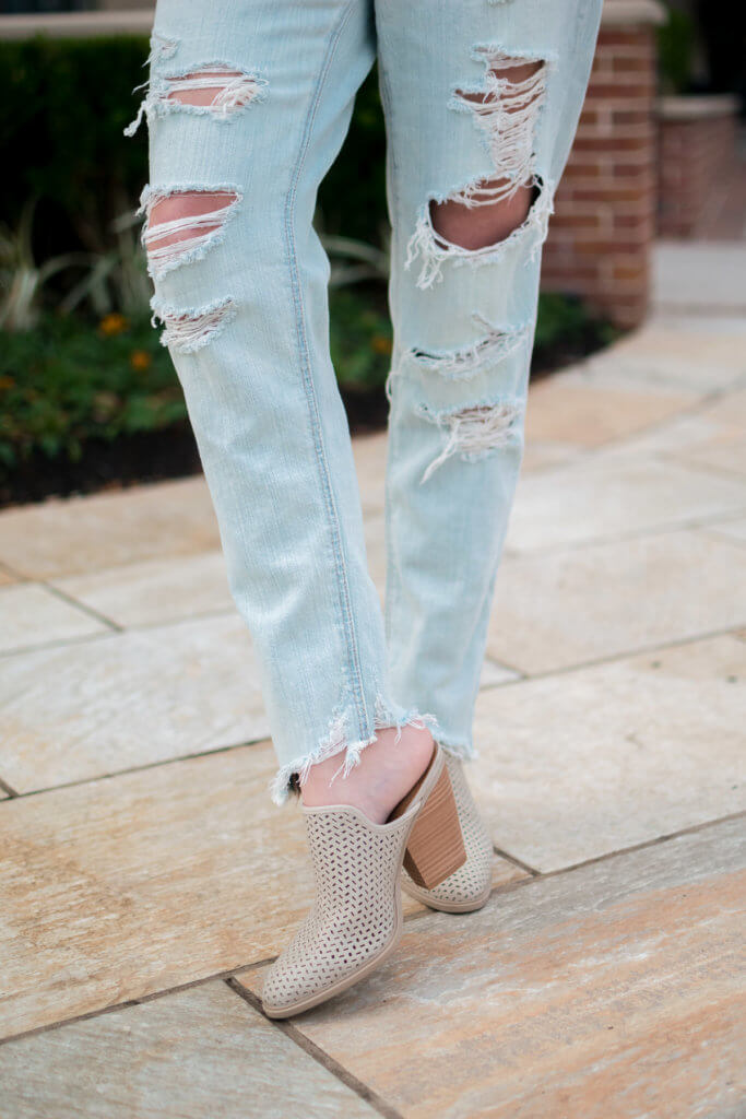 These pair of tomgirl jeans fit like a dream, and are my absolute favorite thing in my closet right now. They are super comfortable and have the perfect slouchy fit, yet are still flattering. Everyone needs that perfect pair of ripped denim!