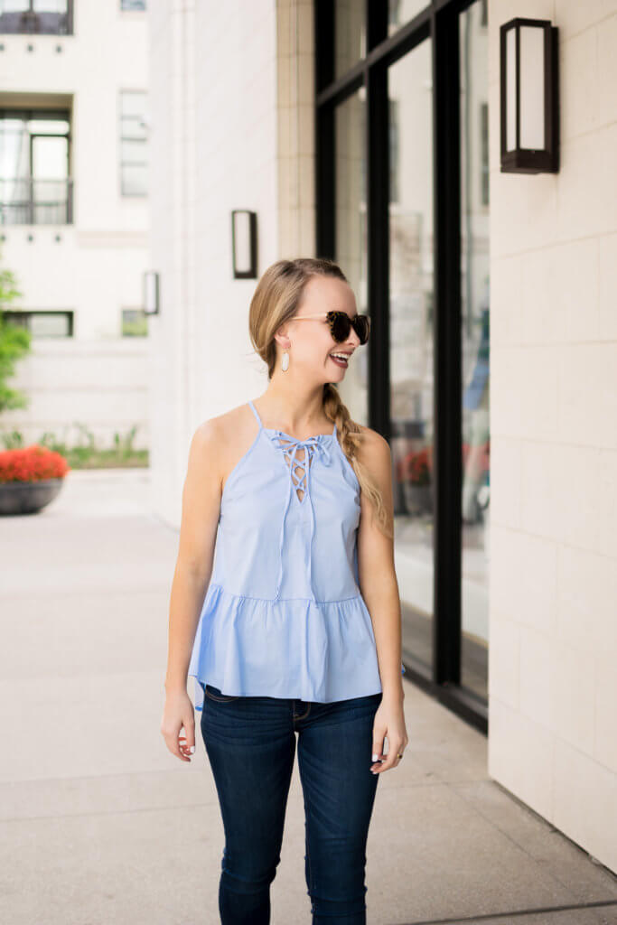 The perfect spring top for any body type. This poplin tank is under $30 and the prettiest color! The fit is perfect, and is such a flattering top!