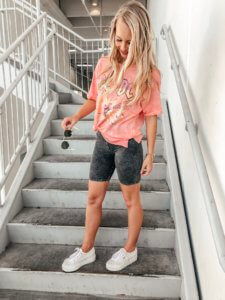 Bright & Bold new series. Styling biker shorts. Styling trendy items each month with Jamie and Morgan. The Blonder Life